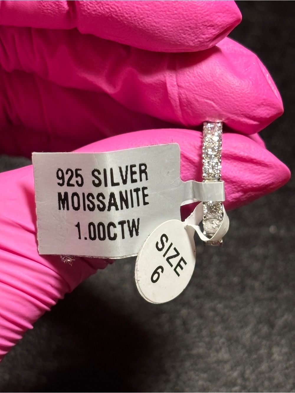 .925 Sterling Silver 1ct. VVS Moissanite Tennis-Style Eternity Band Size 6 - Picture 13 of 15